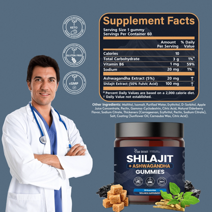 SHILAJIT & ASHWAGANDHA 2 IN 1 WELLNESS GUMMIES