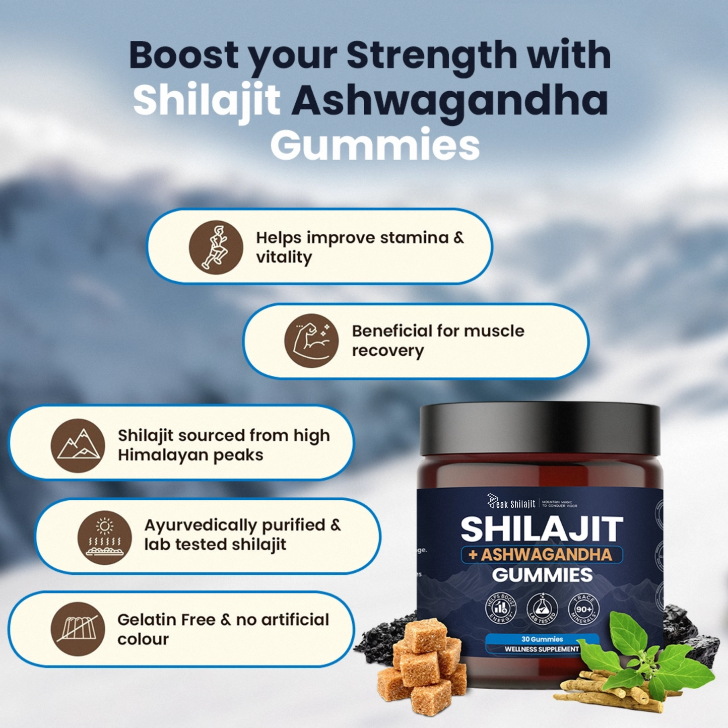 SHILAJIT & ASHWAGANDHA 2 IN 1 WELLNESS GUMMIES